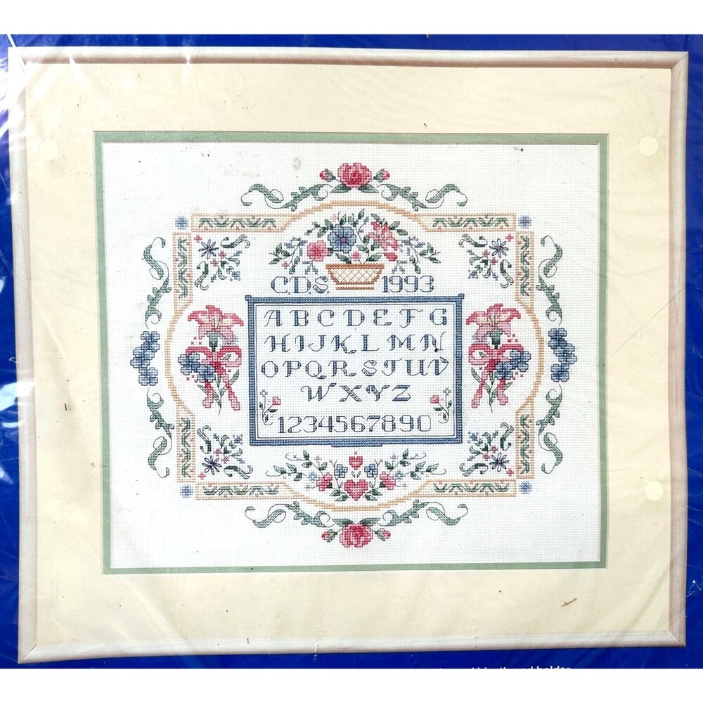 J & P Coats ABC Sampler Counted Cross Stitch Kit - Floral with Personalization